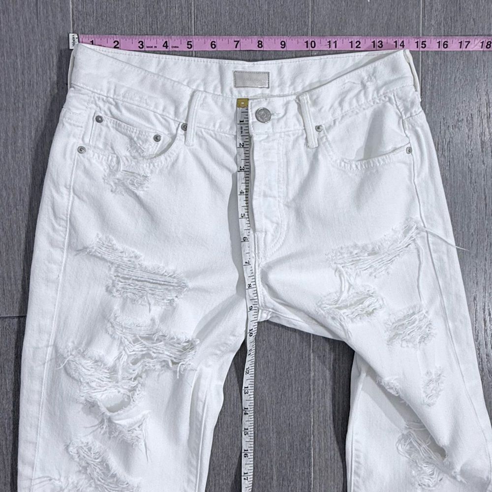 MOTHER The Loosey Party Crashers Distressed Boyfriend White Jeans 25 Relaxed Fit - Picture 14 of 15